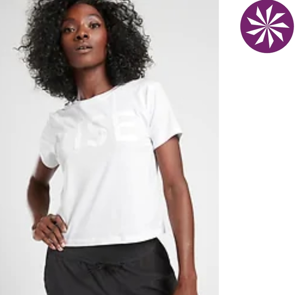 Athleta Rise Crop Tee, white, S
